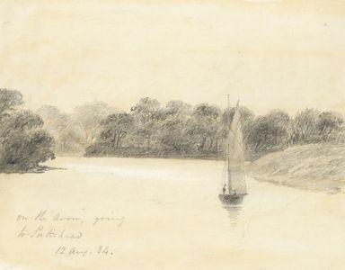 W. Jeffs - Fine 1834 Graphite Drawing, Sailing the Avon towards Portishead