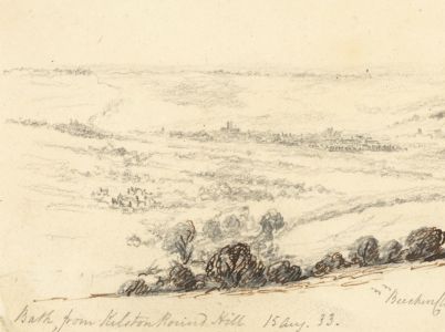 W. Jeffs - Fine 1833 Graphite Drawing, Bath from Kelston Round Hill