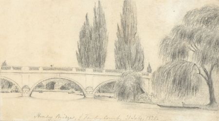 W. Jeffs - Fine 1825 Graphite Drawing, Henley Bridge and Fawley Court