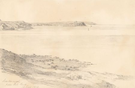 W. Jeffs - Fine 1824 Graphite Drawing, Scarborough from Red Rock