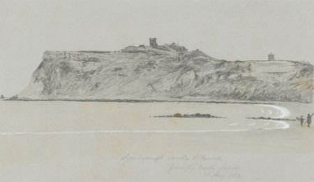 W. Jeffs - Fine 1824 Graphite Drawing, Scarborough Castle and Church
