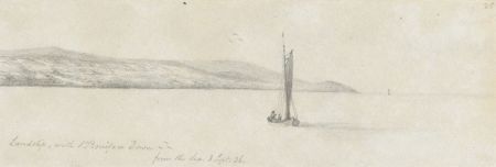 W. Jeffs - Fine 1836 Graphite Drawing, Boat near Boniface Down