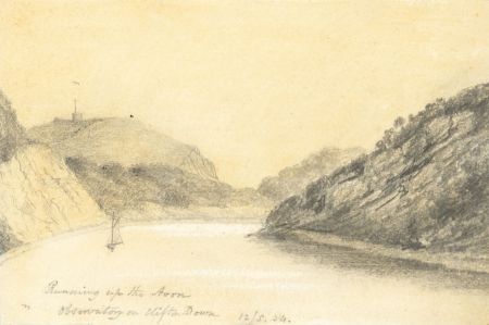 W. Jeffs - Fine 1834 Graphite Drawing, Avon from Clifton Observatory, Bristol