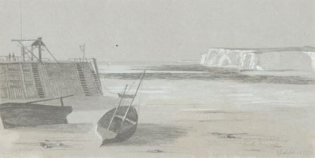 W. Jeffs - Fine 1825 Graphite Drawing, Pier Broadstaines, South Fouland