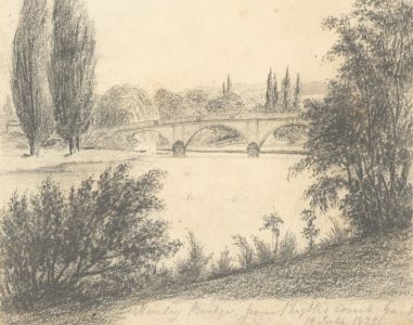 W. Jeffs - Fine 1825 Graphite Drawing, Henley Bridge from Phyllis Court