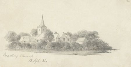 W. Jeffs - Fine 1836 Graphite Drawing, Brading Church