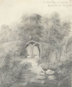 W. Jeffs - Fine 1836 Graphite Drawing, Garden, Ryder House