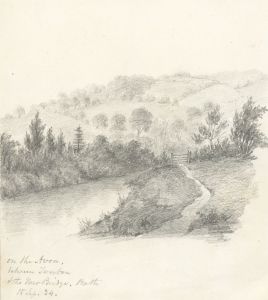 W. Jeffs - Fine 1834 Graphite Drawing, On the Avon near Bath