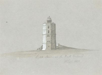 W. Jeffs - Fine 1825 Graphite Drawing, Lighthouse at the North Fowland