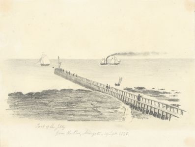 W. Jeffs - Fine 1825 Graphite Drawing, Pier at Margate