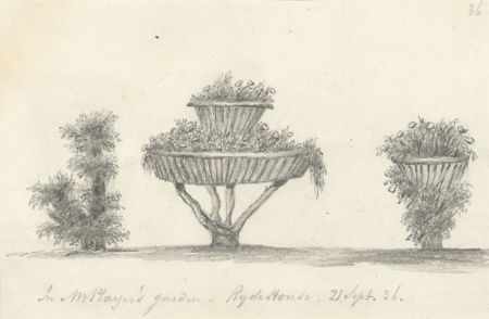 W. Jeffs - Fine 1836 Graphite Drawing, Flowers at Ryder House