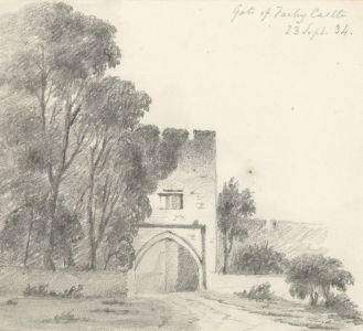W. Jeffs - Fine 1834 Graphite Drawing, Gate at Farley Castle