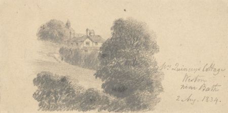 W. Jeffs - Fine 1834 Graphite Drawing, Mrs Guincy's Cottage, Weston