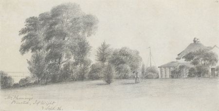 W. Jeffs - Fine 1836 Graphite Drawing, Garden at Binstead, Isle of Wight