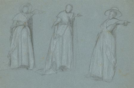 Early 20th Century Graphite Drawing - Three Studies of a Woman
