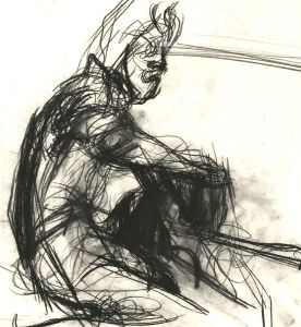 Brian Liddle - Contemporary Charcoal Drawing, Crouched Nude