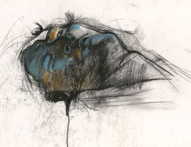 Brian Liddle - Contemporary Pastel, Portrait of Sleeping Woman in Blue