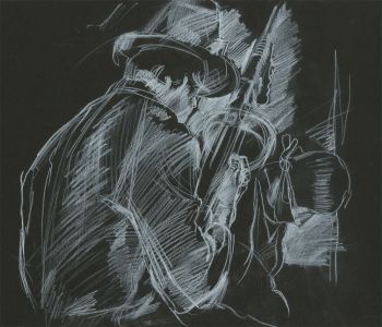 Brian Liddle - Contemporary Chalk Drawing, Viola Player