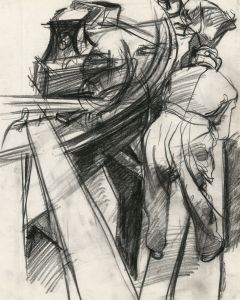Brian Liddle - Contemporary Charcoal Drawing, Engineers at Work