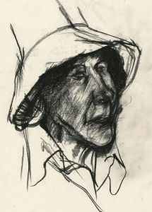 Brian Liddle - Contemporary Charcoal Drawing, Portrait of an Elderly Woman