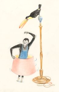 Brian Liddle - Contemporary Coloured Pencil, Monkey and a Toucan