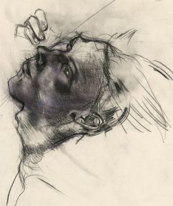 Brian Liddle - Contemporary Charcoal Drawing, Profile of a Young Man