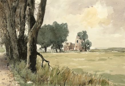 John Godfrey - Contemporary Watercolour, Landscape with Ruins