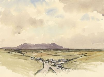 John Godfrey - Contemporary Watercolour, English Village in a Landscape