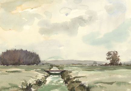 John Godfrey - Contemporary Watercolour, River Landscape
