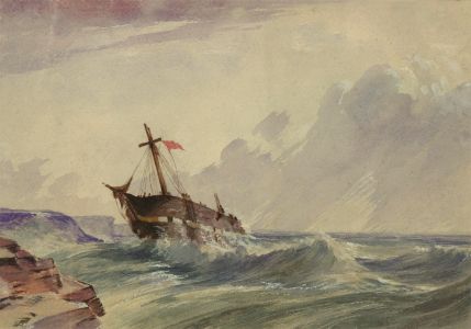 English School Late 19th Century Watercolour - Ship on Stormy Seas
