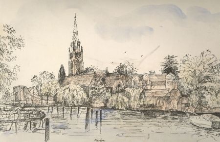 Contemporary Pen and Ink Drawing - Marlow Lock