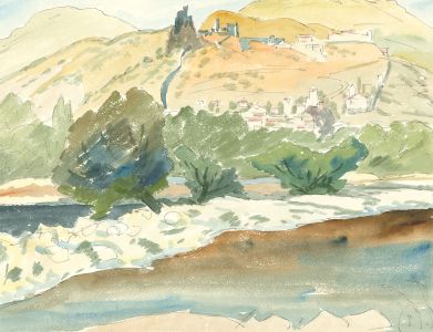 Ernest Fedarb NS (1905-2005) - Watercolour, French Hillside Village
