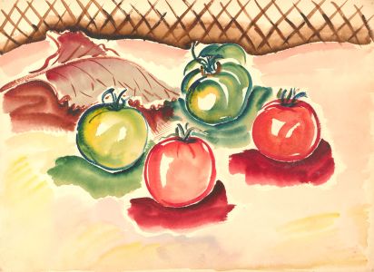 Ernest Fedarb NS (1905-2005) - Watercolour, Red and Green Tomatoes