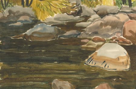 Ernest Fedarb NS (1905-2005) - Two Watercolour, Studies of River Rocks