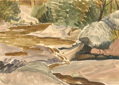Ernest Fedarb NS (1905-2005) - Mid 20th Century Watercolour, River Rocks