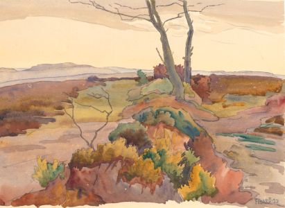 Ernest Fedarb NS (1905-2005) - Signed 1932 Watercolour, Autumnal Heathland