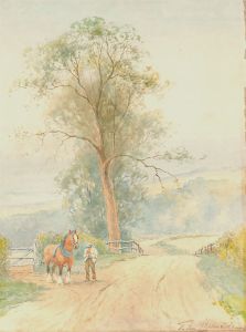 Thomas Edward Churnside - Late 19th Century Watercolour, Landscape with Horse
