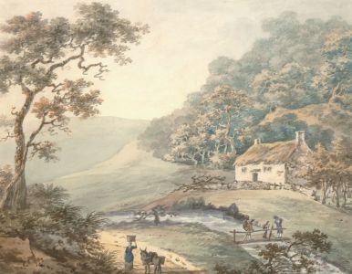 Fine English School Late 19th Century Watercolour - Classical River Landscape