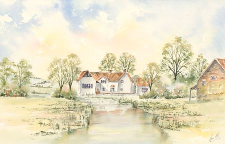 Ash Buckingham - Contemporary Pen and Ink Drawing, Donington on Bain Watermill