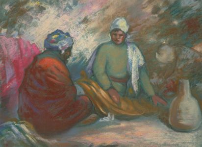 Frederick William George (1889-1971) - Exquisite Oriental Pastel, Figure Group