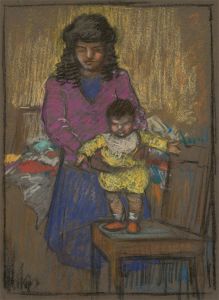 Frederick William George (1889-1971) - 20th Century Pastel, Mother and Child
