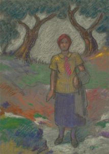 Frederick William George (1889-1971) - 20th Century Pastel, Woman in a Landscape
