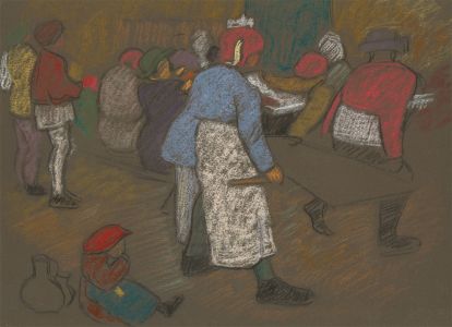 Frederick William George (1889-1971) - Pastel, Figures in an Interior