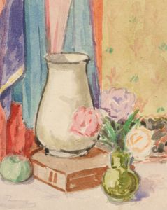 Frederick William George (1889-1971) - Pastel, Still Life with Flowers and Vases