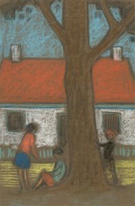 Frederick William George (1889-1971) - Pastel, Children Under a Tree