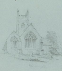 c.1860 Graphite Drawing - Church