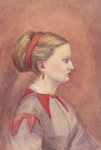 c.1860 Watercolour - Portrait of Lady