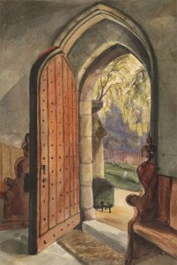 1860 Watercolour - Mickleham Church Interior