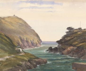 c.1860 Watercolour - Rocky Coastal Landscape