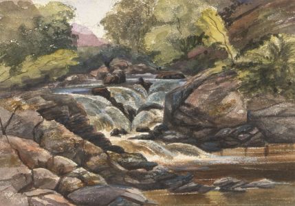 c.1860 Watercolour - River Landscape, Arran